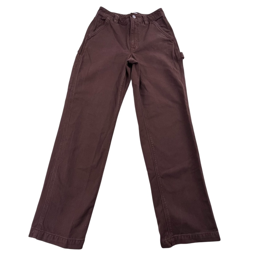 TNA Aritzia Greenwich Carpenter Pants Brown High Waisted Straight Leg Utility 0